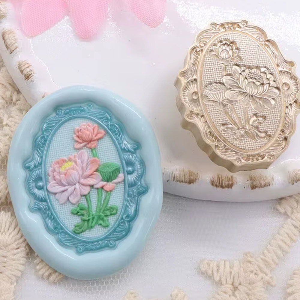 Elegant Vintage Lotus Wax Seal Stamp (25x30mm)