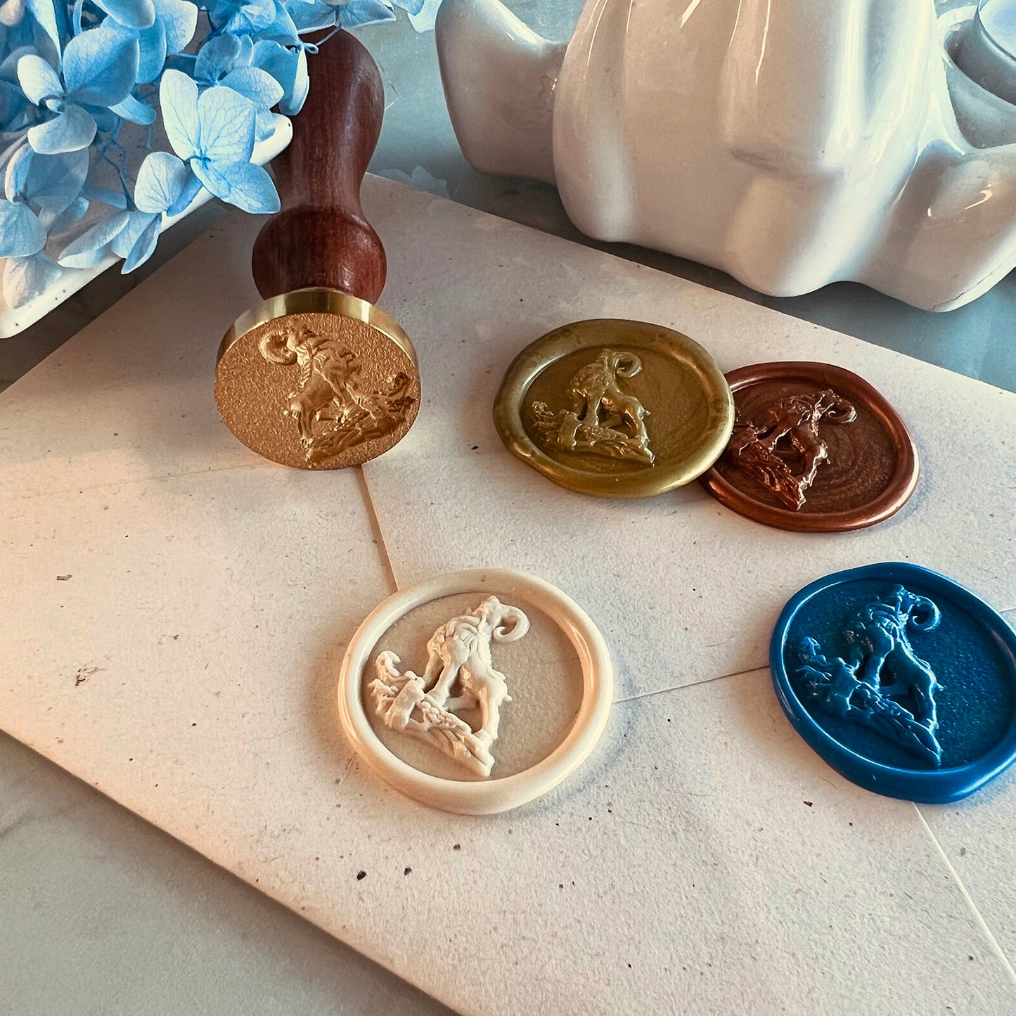 3D Mountain Goat Wax Seal Stamp – Capricorn Zodiac (25mm)