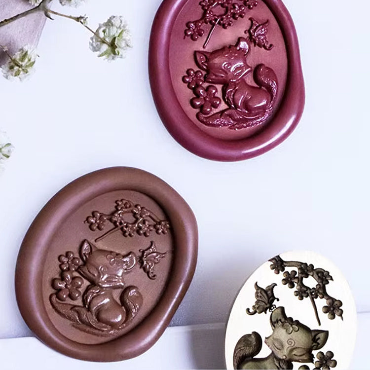 Fox with Flowers Wax Seal Stamp size 25mm