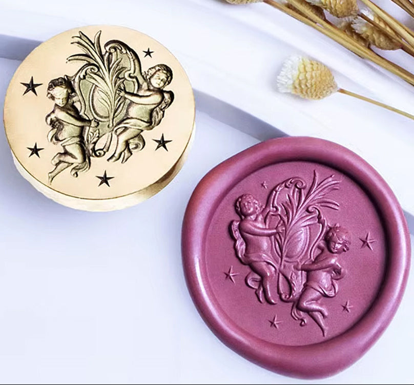 Cherub Starry Night Wax Seal Stamp size 25mm
