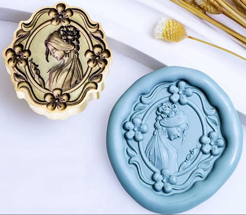 Vintage Lady Cameo Wax Seal Stamp size 29x26mm