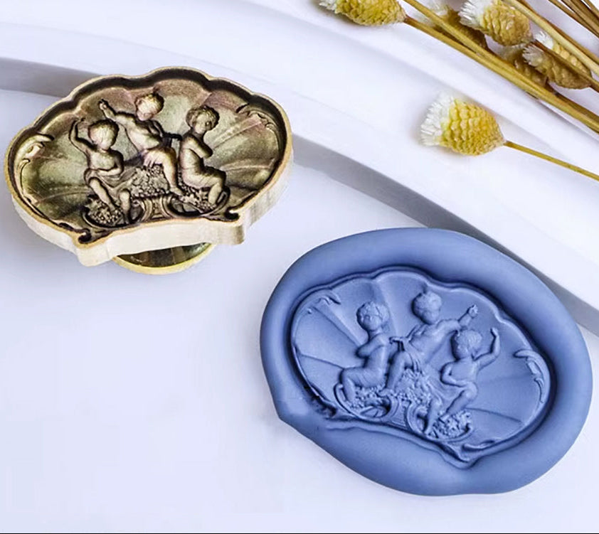 Vintage Cherubs Wax Seal Stamp size 28x18mm