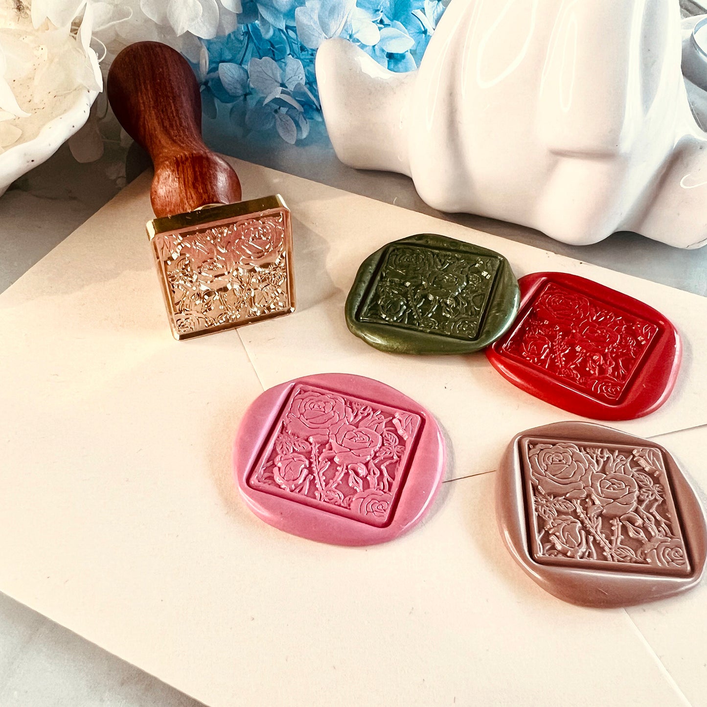 Square Rose Garden Wax Seal Stamp - 25x25mm