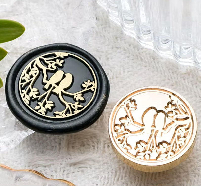 Love Birds on Branch Wax Seal Stamp size 25mm