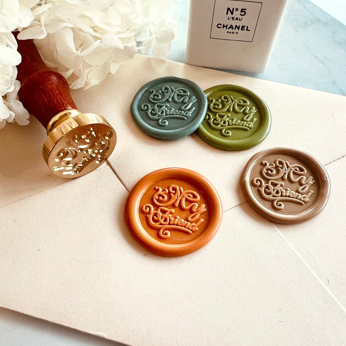 My Friend Wax Seal Stamp – 25mm Brass Calligraphy Stamp for Happy Mail