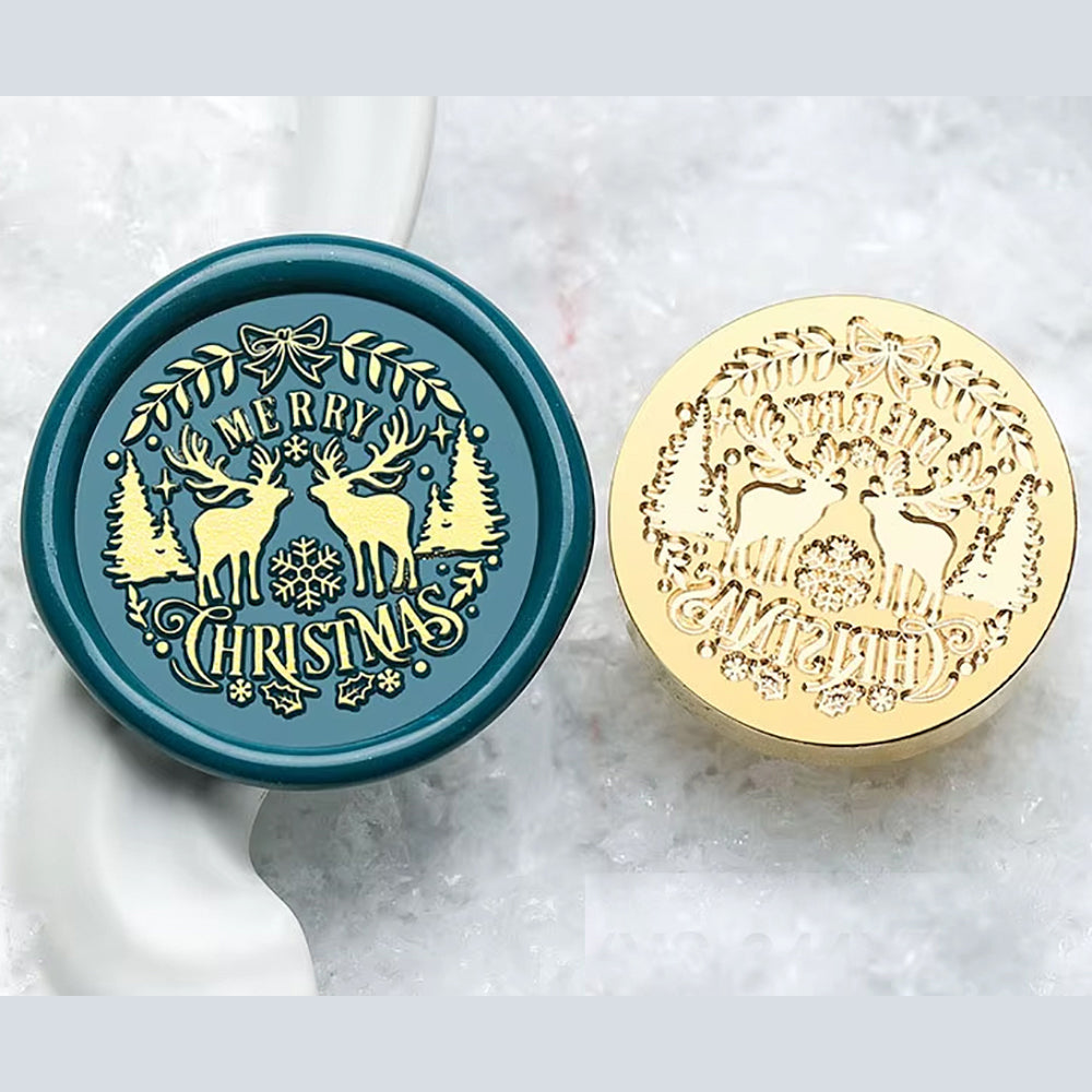 Christmas Reindeer Wax Seal Stamp - Merry Christmas (25mm)