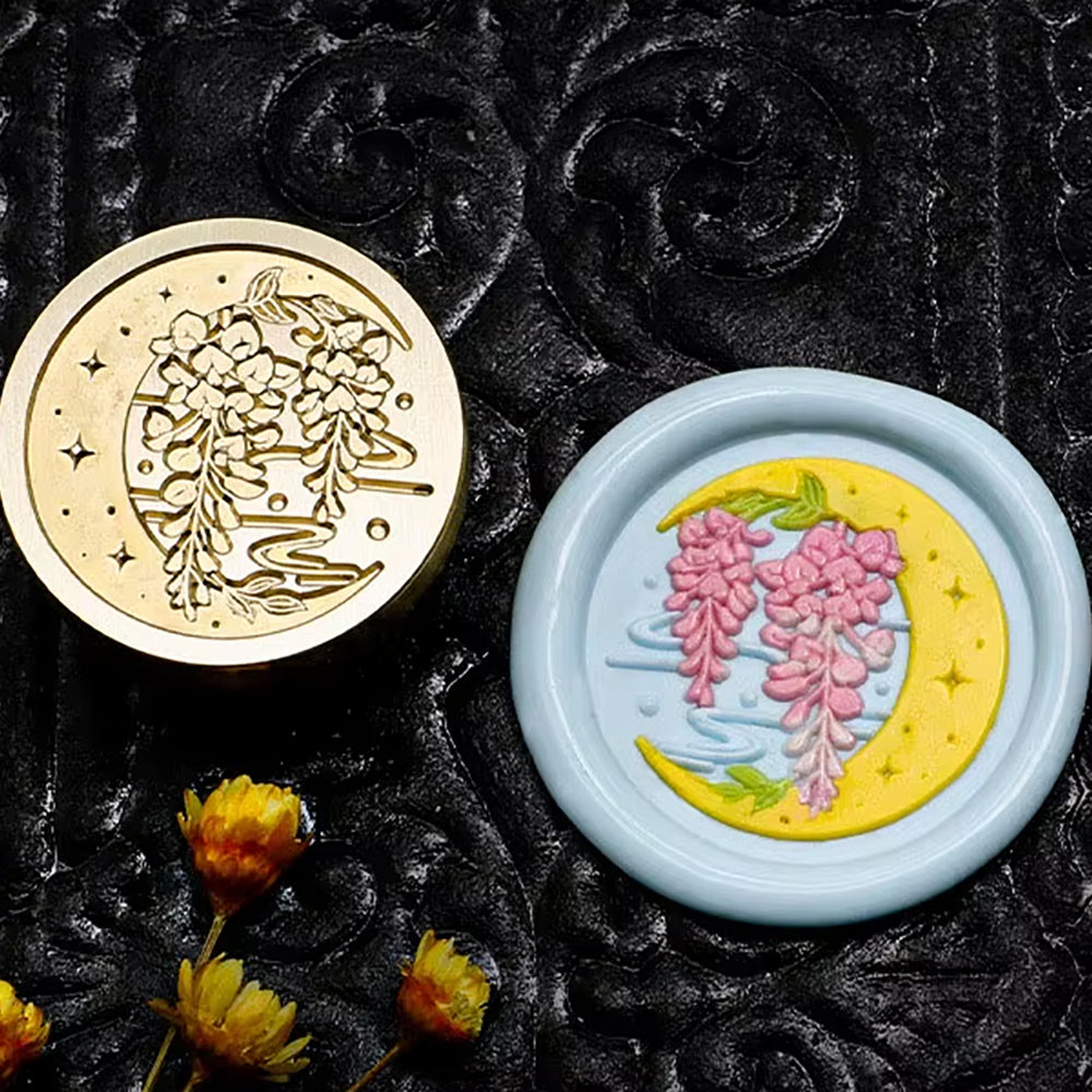 Moon & Wisteria Wax Seal Stamp (25mm)