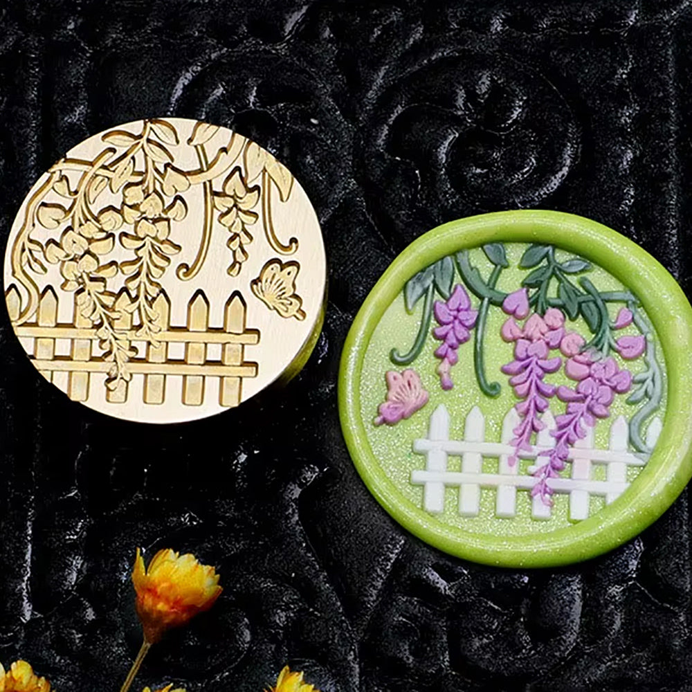 Wisteria & Butterfly Wax Seal Stamp size 25mm