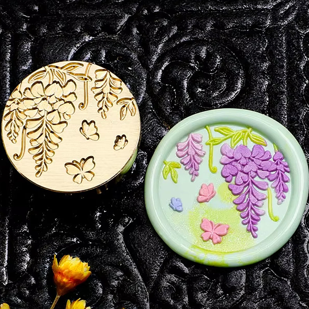 Wisteria & Butterflies Wax Seal Stamp size 25mm