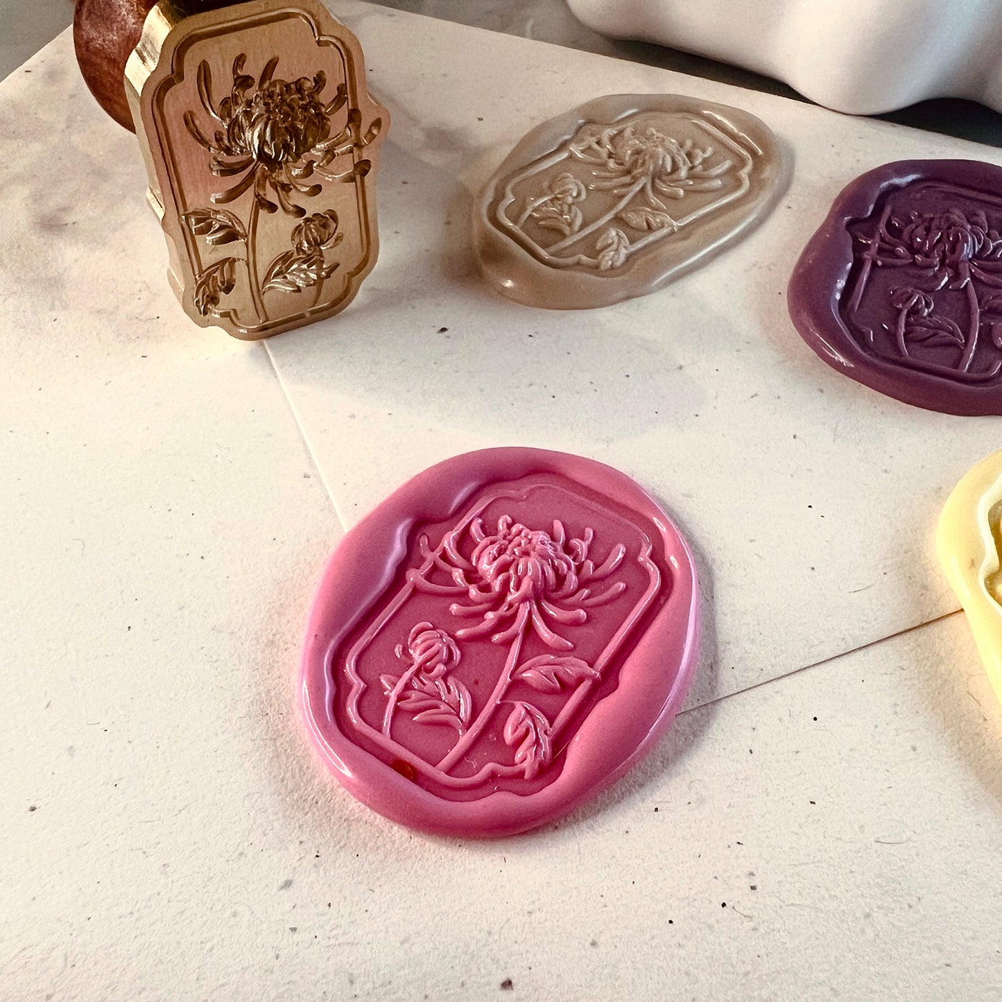 3D Chrysanthemum Wax Seal Stamp (28x19mm)
