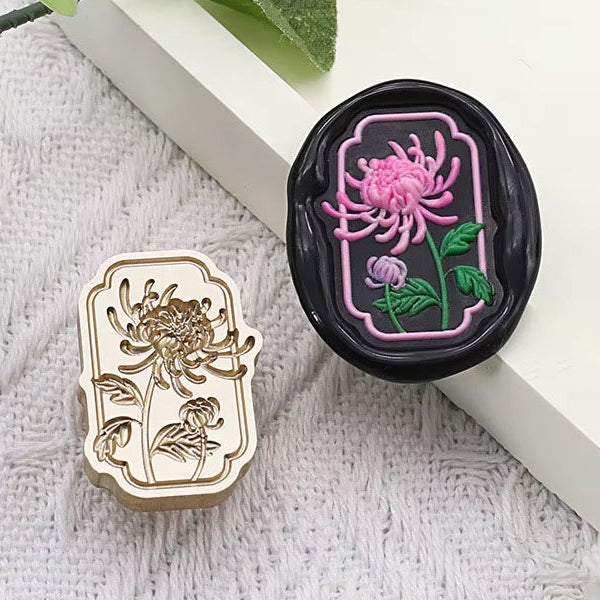 3D Chrysanthemum Wax Seal Stamp size 28x19mm