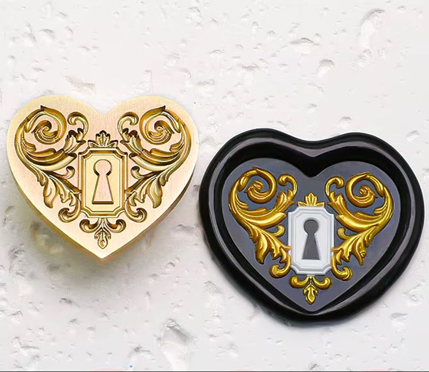 Heart Lock Wax Seal Stamp size 25x28mm