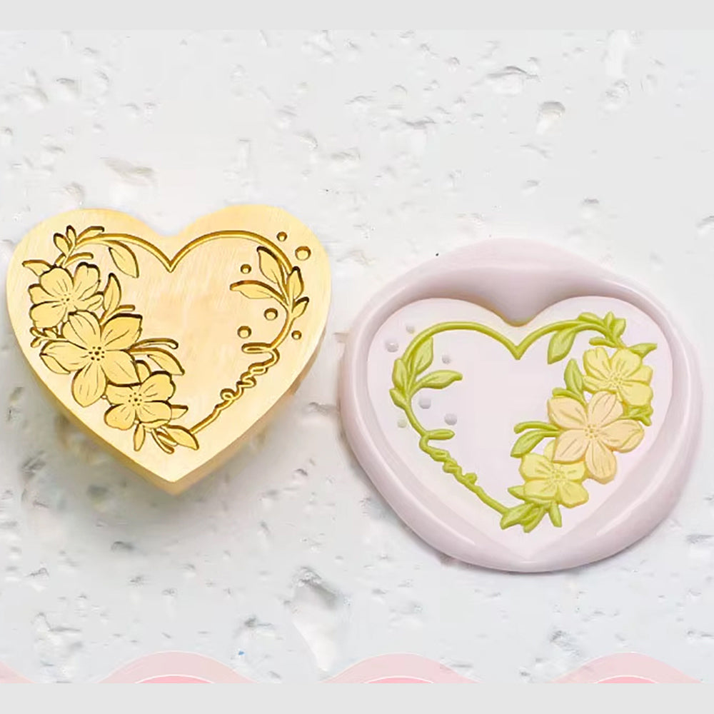 Heart Shaped Floral Wax Seal Stamp (24x27mm)