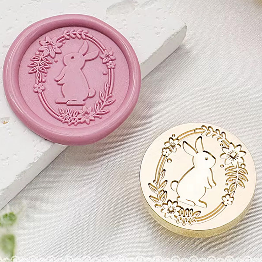 Bunny & Flower wreath Wax Seal Stamp (25mm)