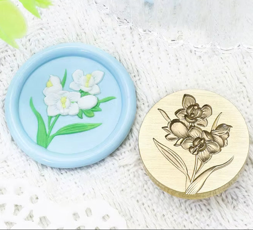 Orchid Flower Wax Seal Stamp size 25mm