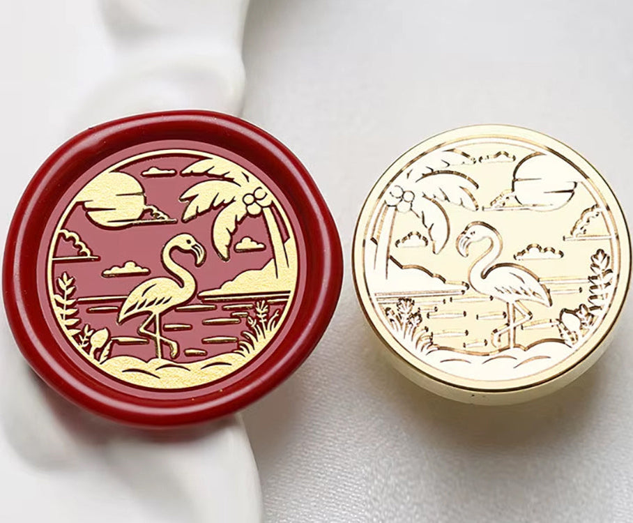 Flamingo Beach Wax Seal Stamp – Brass Stamp size 25mm