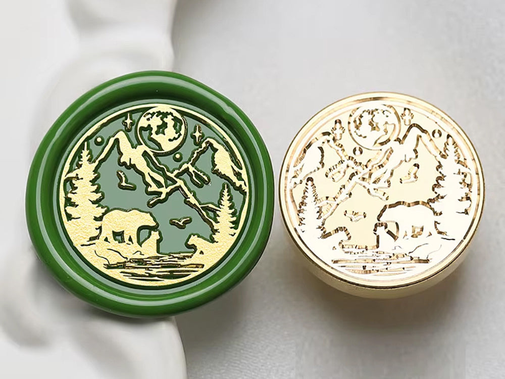 Bear and Mountain Wax Seal Stamp – Brass Stamp size 25mm