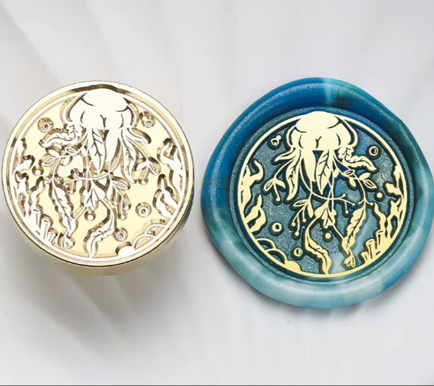 Jellyfish Wax Seal Stamp – Ocean Brass Stamp size 25mm