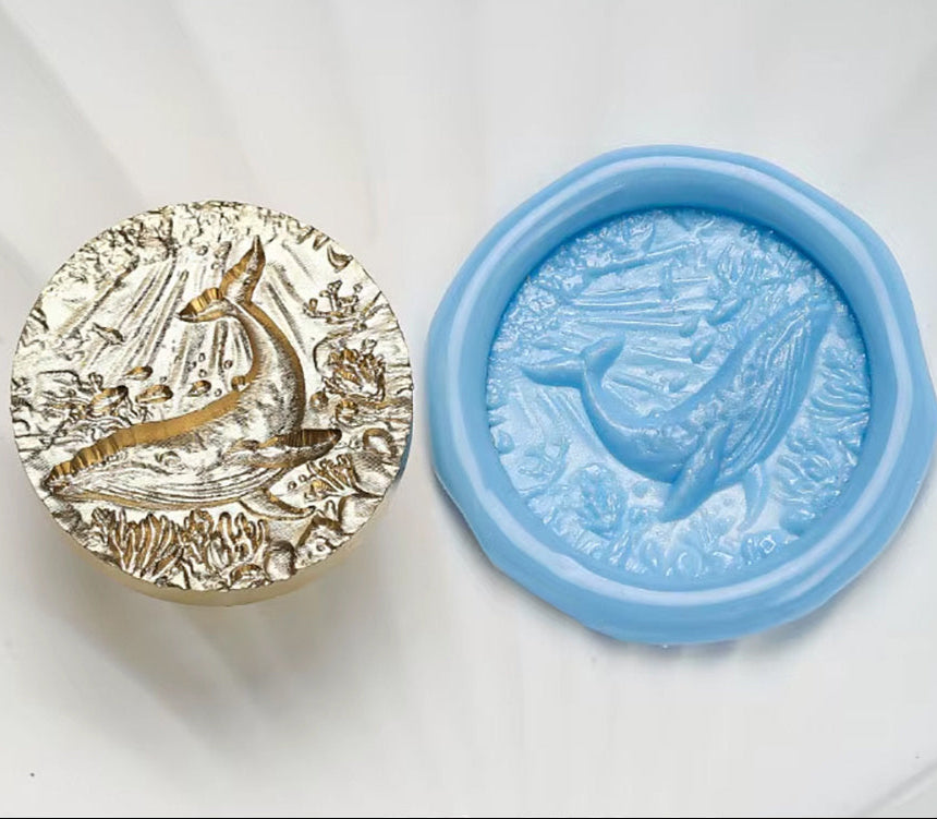 Whale Ocean Wax Seal Stamp – Brass Stamp Stamp size 25mm