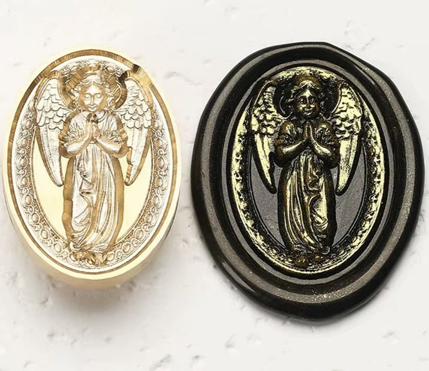 Elegant Angel Wax Seal Stamp – Oval Brass Seal size 25.5x34.8mm