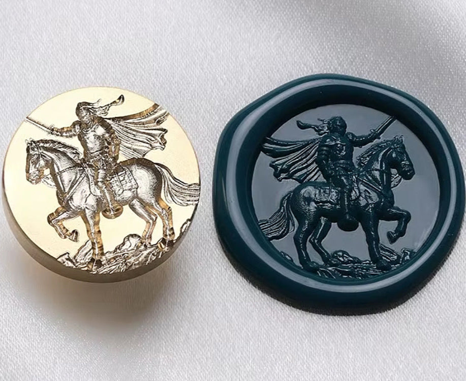Medieval Knight Wax Seal Stamp – Round Brass Stamp size 25mm