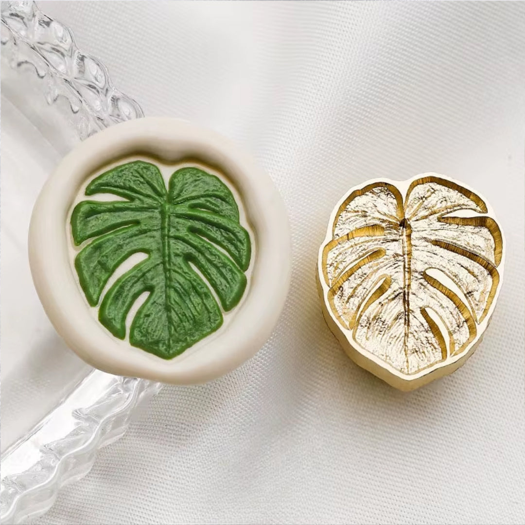 Monstera Leaf Wax Seal Stamp | Brass Botanical Stamp size 22.6 x 23.3mm