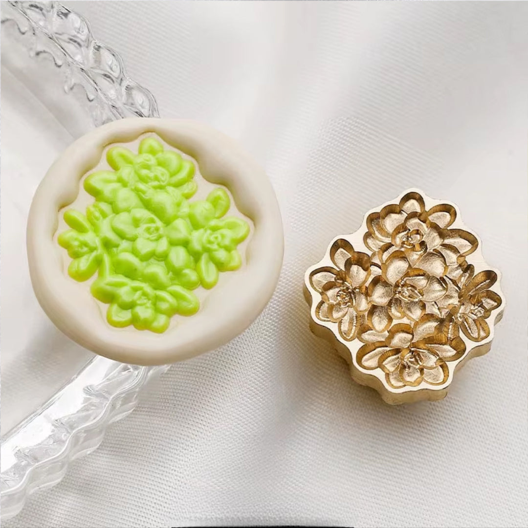 Succulent Flower Wax Seal Stamp | Botanical Brass Stamp size 24.4x23.3mm