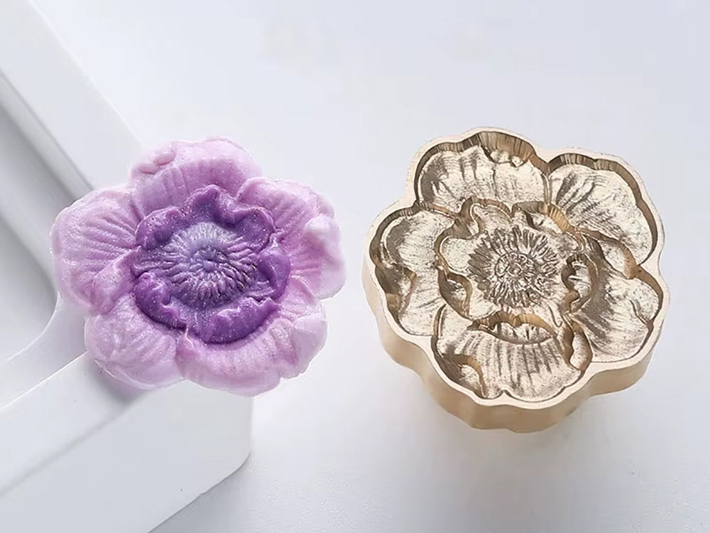 Anemone Flower Wax Seal Stamp | Freeform Floral Brass size 22.7x22.7mm