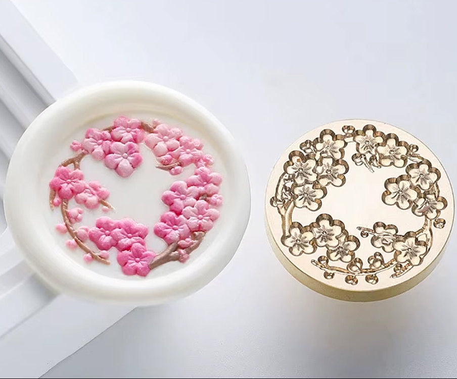Cherry Blossom Wreath Wax Seal Stamp size 30mm