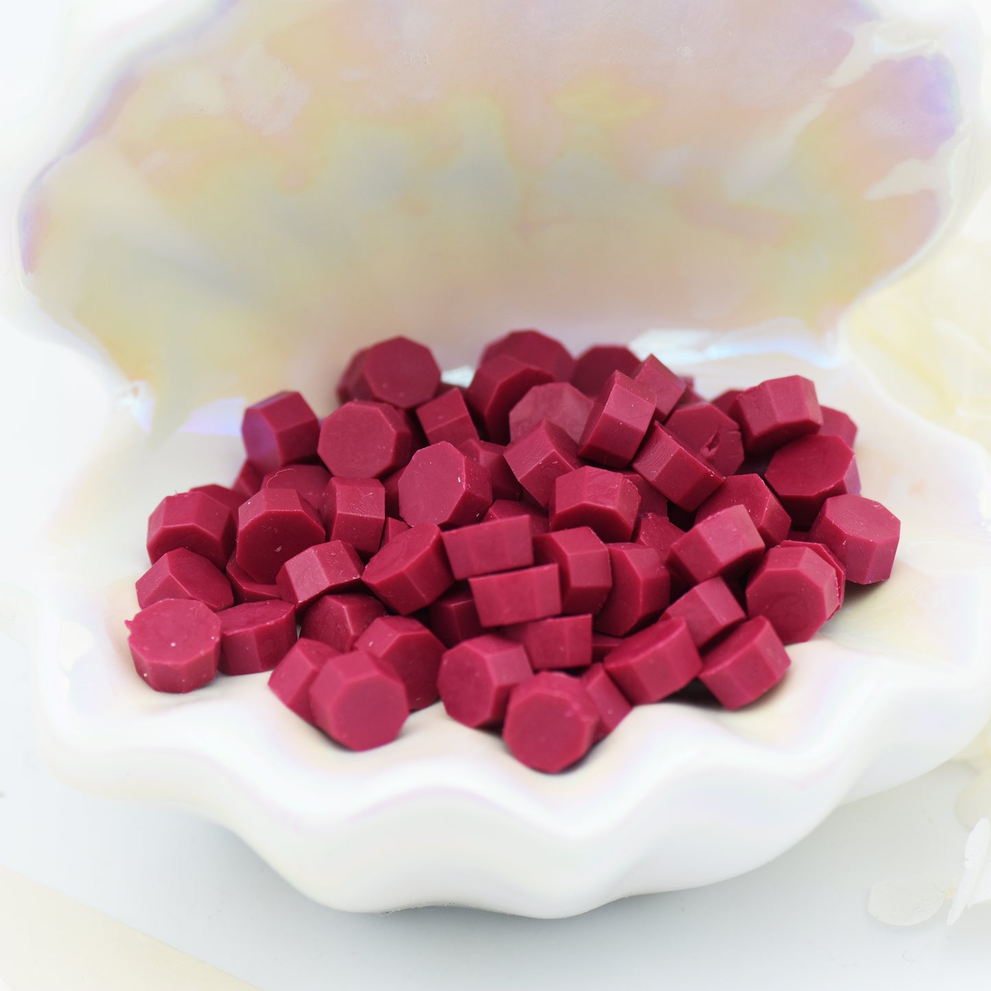 D11 Merlot Mist Wax Seal Beads – deep pink & red