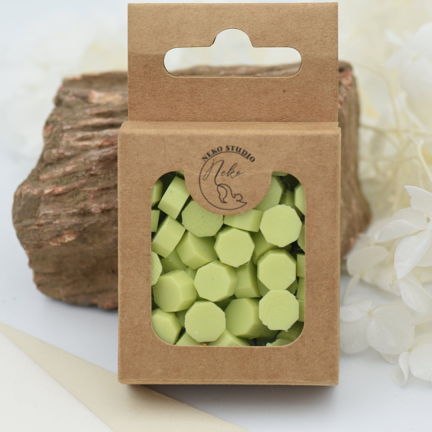 D19 Matcha Mist Wax Seal Beads – Soft Green Yellow