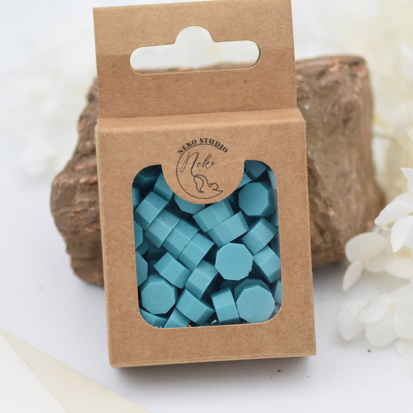 D25 – Turquoise Bloom Wax Seal Beads – Bright Turquoise