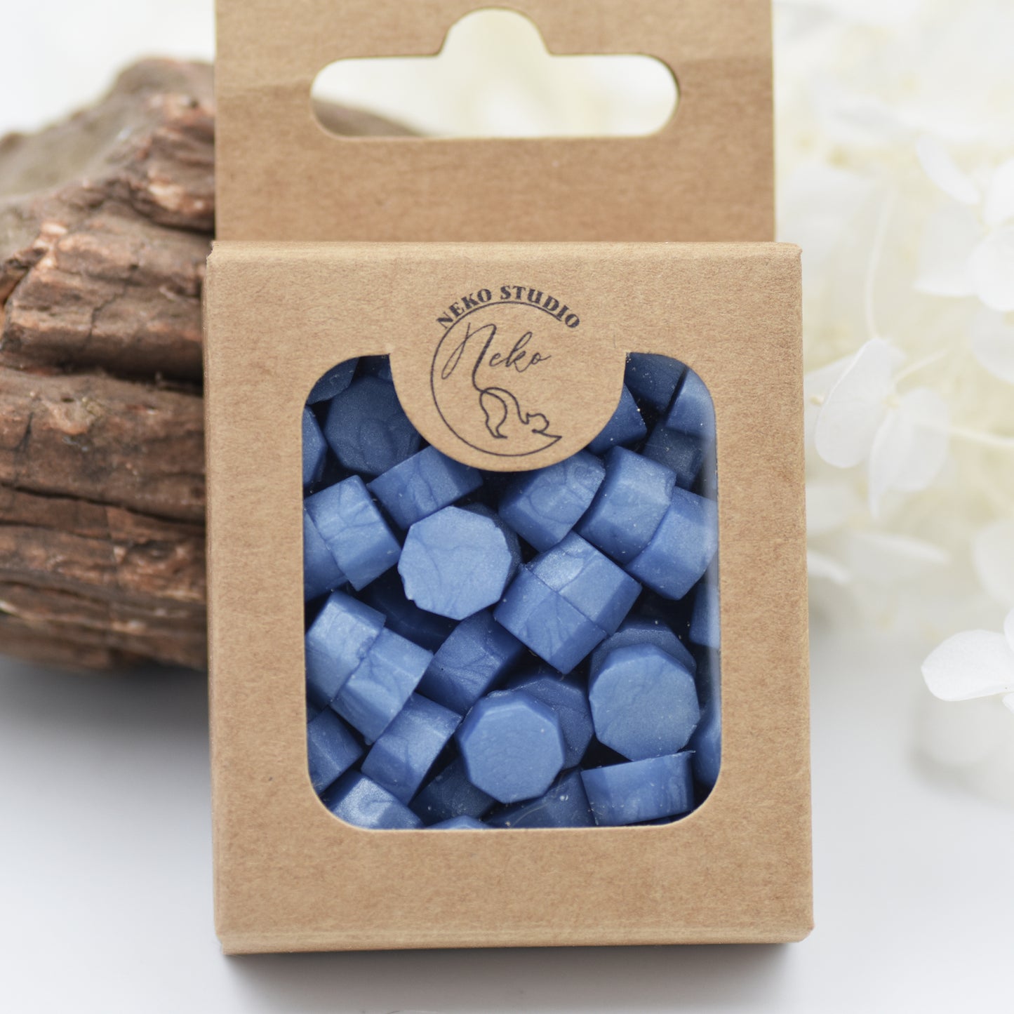D28 – Blue Quartz Wax Seal Beads – Frosted Blue