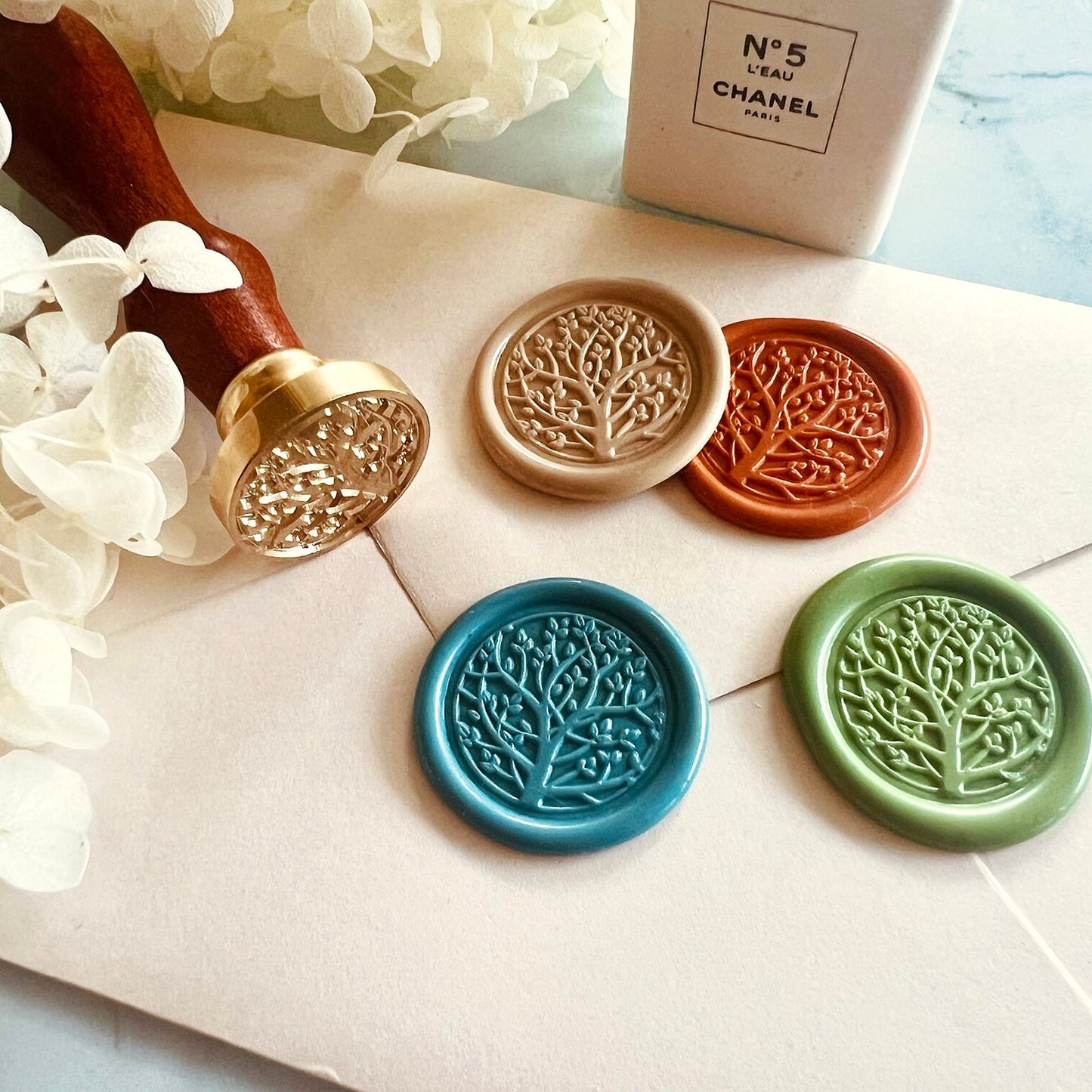 Leafy Tree Wax Seal Stamp size 25mm