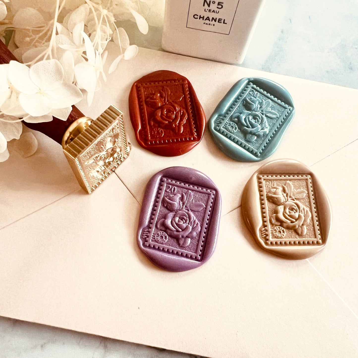 Rose Postage Stamp Wax Seal Stamp size 21x28mm