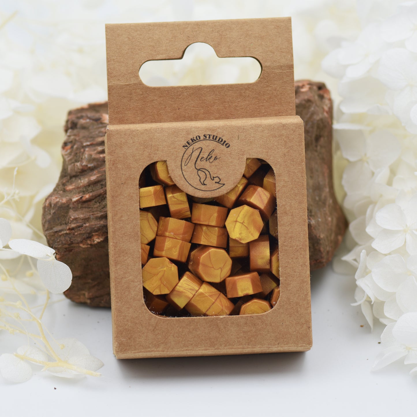 L57 Amber Gold Wax Seal Beads – Warm Metallic Yellow-Gold