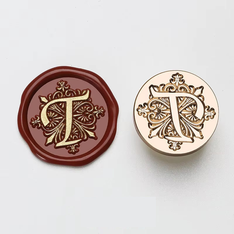 Ornate Letter "T" Wax Seal Stamp Head (25mm)