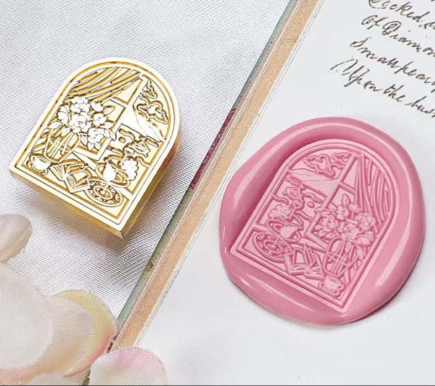 Square Window Scene Wax Seal Stamp size 25x25mm
