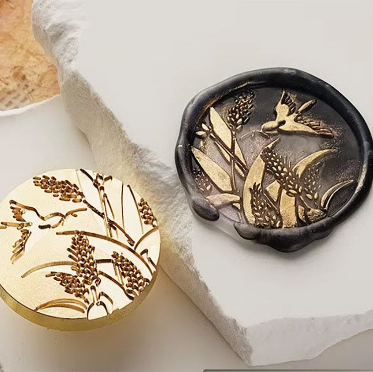 Bird in Wheat Field Wax Seal Stamp – 30mm Brass Stamp