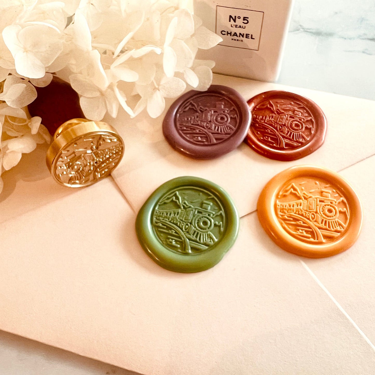 Steam Train in the Mountains Wax Seal Stamp size 25mm