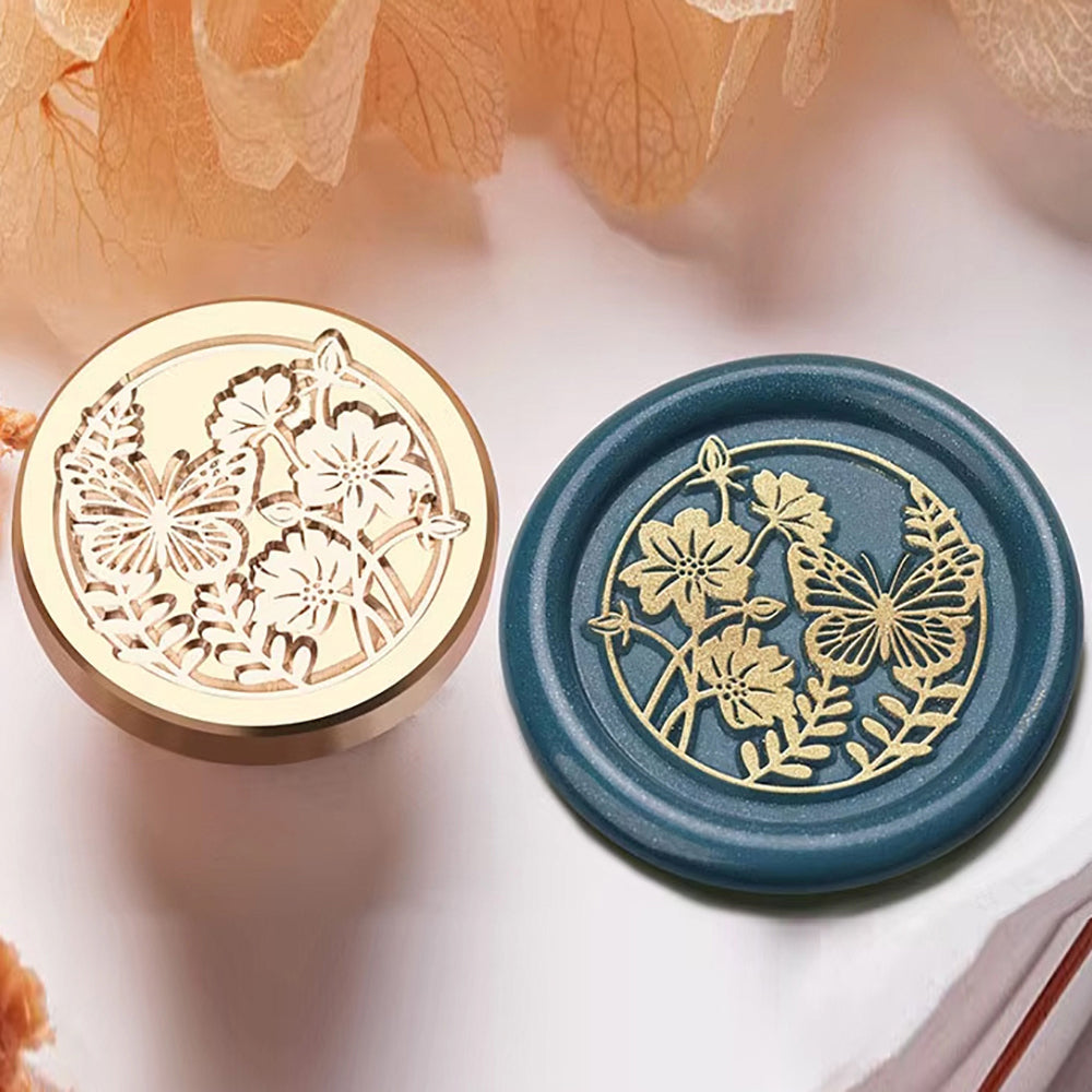 Butterfly & Floral Wax Seal Stamp - 25mm