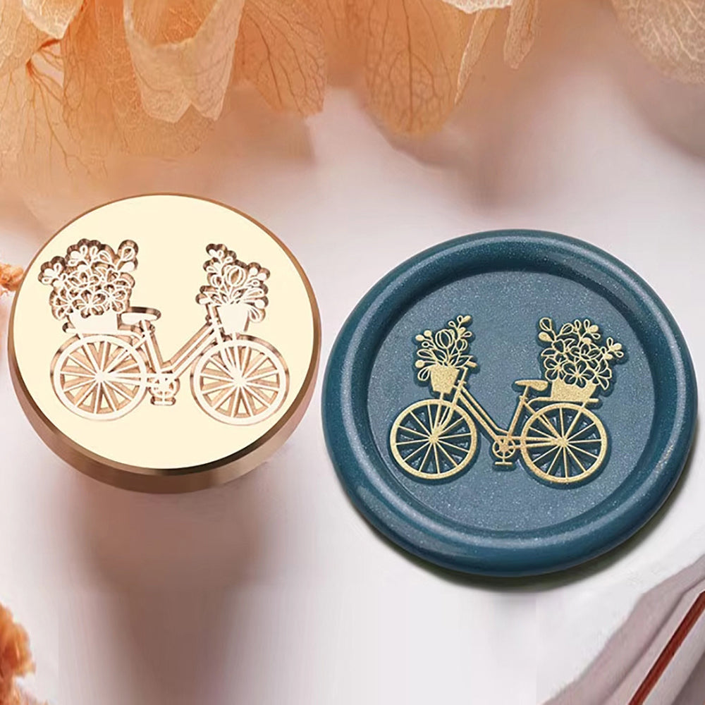 Vintage Bicycle Wax Seal Stamp – Floral Bike size 25mm