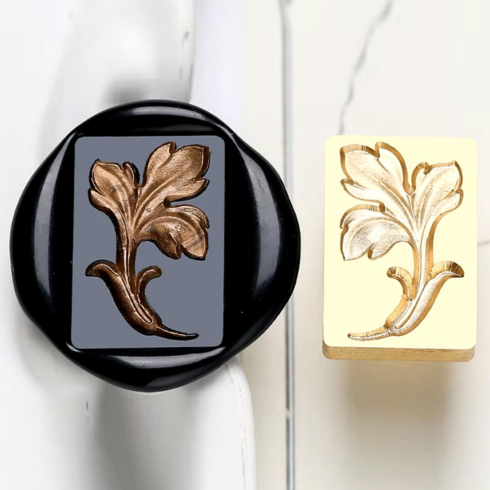 Vintage Leaf Wax Seal Stamp – Ornamental Botanical (16x23mm)