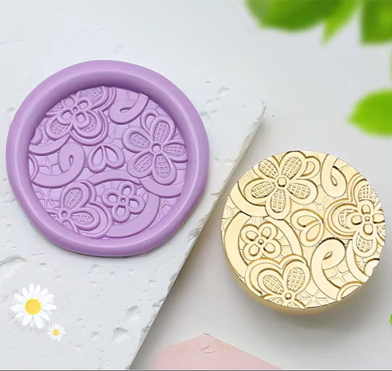Lace Floral Wax Seal Stamp size 25 mm.