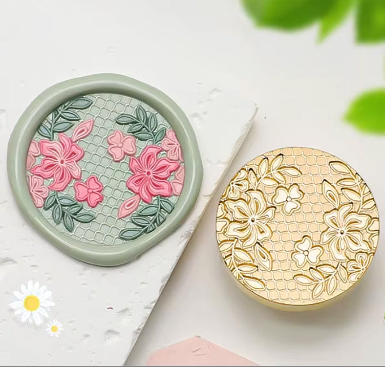 Floral Lattice Wax Seal Stamp size 25mm