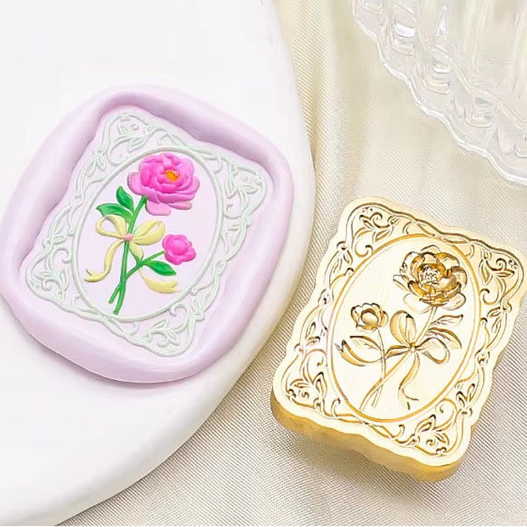 Rectangular Rose Frame Wax Seal Stamp size 22x28mm
