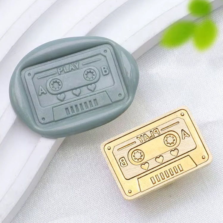 Retro Cassette Tape Wax Seal Stamp size 25x17mm