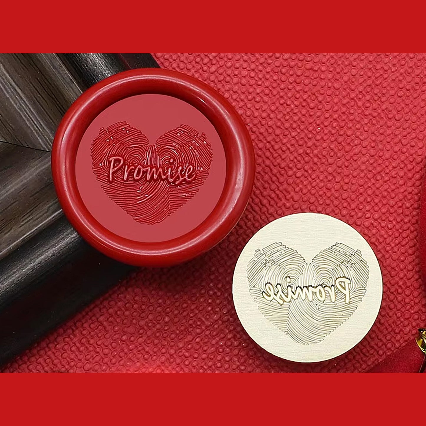 Fingerprint Heart "Promise" Wax Seal Stamp (25mm)