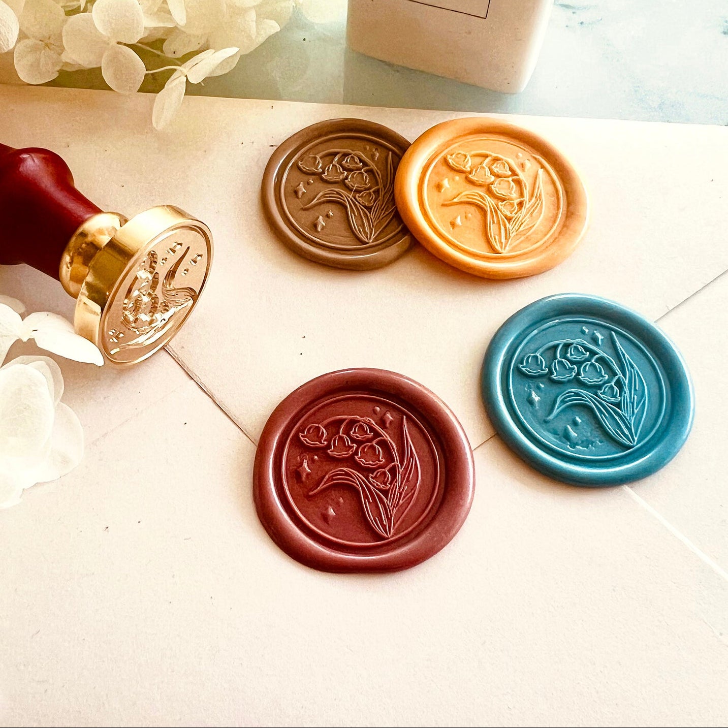 Lily of the Valley Brass Wax Seal Stamp size 25mm