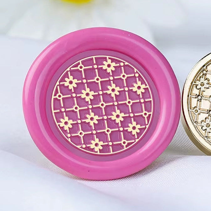 Floral Lattice Wax Seal Stamp 25mm – Cute Flower Pattern